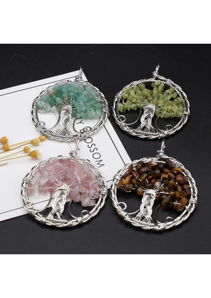 OPAL-35X48MM Doğal Taş Kolye Ametistagates Hayat Ağacı Kolye Takı Yapımı Için Dıy Kolye Küpe Bilezik Aksesuarı (Yurt Dışından)