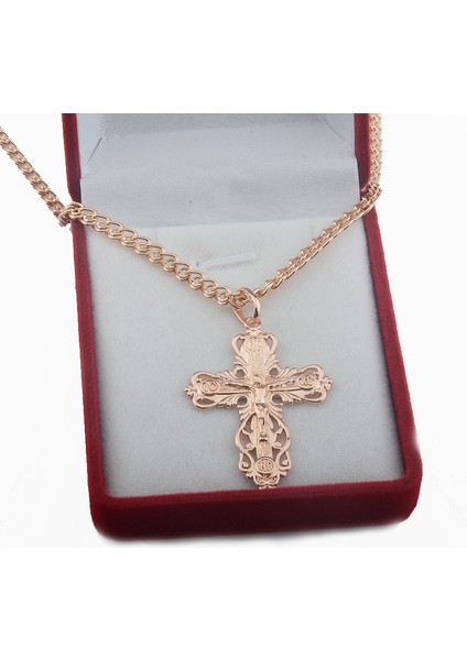 PN130 Fj Yeni 5 Stil Kırmızı Stonewhite Din Çapraz Kadın Unisex 585 Gül Altın Renk Kolye Takı (Yurt Dışından) indirimleri