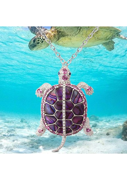 N102140 Benzersiz Kişilik Klasik Moda Okyanus Plaj Pet Mor Kristal Kaplumbağa Kolye Kolye Bayanlar Eşi Anne Için Noel Hediyesi (Yurt Dışından) fiyatları