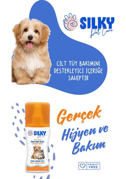 Sılky – Köpek Vücut / Tüy ve Pati Hijyen Spreyi ( Nano Gümüş – 100ml )