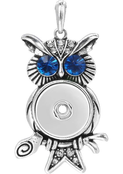 No.22 Boyutu Yeni Yapış Kolye Kolye Rhinestone Metal Baykuş Kolye Fit Snap Düğmesi Moda Yapış Takı Baykuş Kolye (Yurt Dışından)