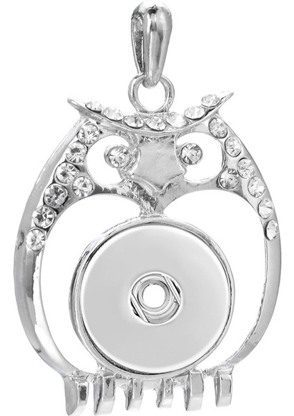 No.22 Boyutu Yeni Yapış Kolye Kolye Rhinestone Metal Baykuş Kolye Fit Snap Düğmesi Moda Yapış Takı Baykuş Kolye (Yurt Dışından)