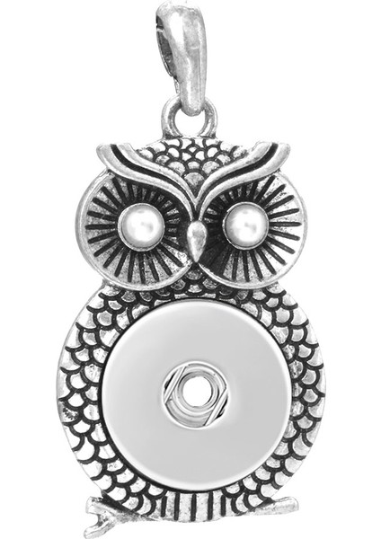 No.8 Boyutu Yeni Yapış Kolye Kolye Rhinestone Metal Baykuş Kolye Fit Snap Düğmesi Moda Yapış Takı Baykuş Kolye (Yurt Dışından)