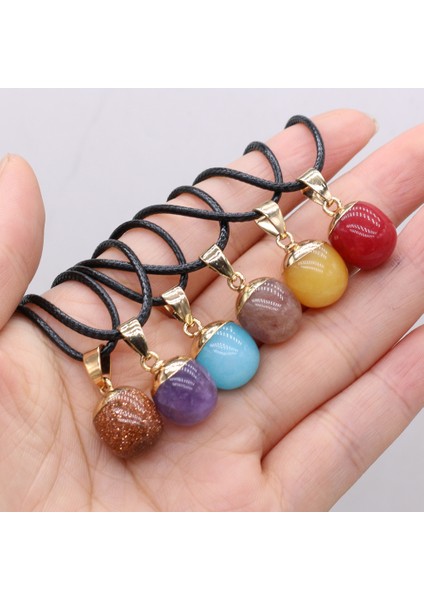 Diyalogit Doğal Taş Kolye Çok Renkli Top Şekli Ametist Kuvars Akik Kolye Kolye Kadınlar Için Parti Düğün Takı Hediye (Yurt Dışından) fiyatları