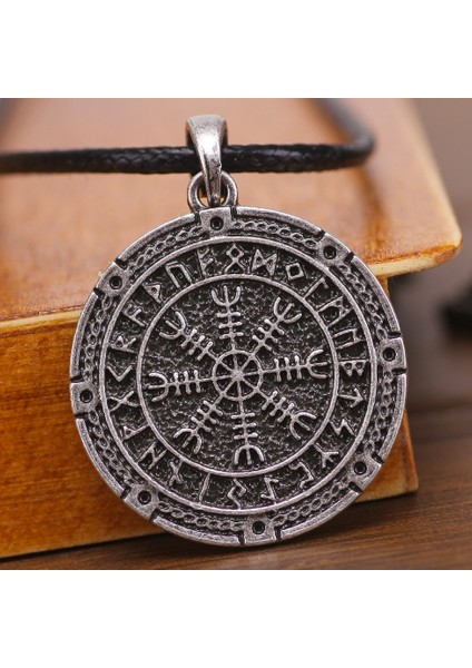 Gümüş Vintage Viking Rune Pusula Kolye Kolye Claunk Erkek Iskandinav Muska Takı (Yurt Dışından) modelleri