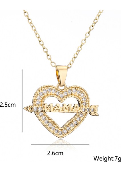 SHXL361-3 2022 Yeni Mama Mektubu Adı Kolye Lüks Aşk Kalp Kübik Zirkonya Gerdanlık Takı Anneye En Iyi Anneler Günü Hediyeleri (Yurt Dışından)