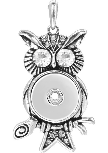No.19 Boyutu Yeni Yapış Kolye Kolye Rhinestone Metal Baykuş Kolye Fit Snap Düğmesi Moda Yapış Takı Baykuş Kolye (Yurt Dışından)