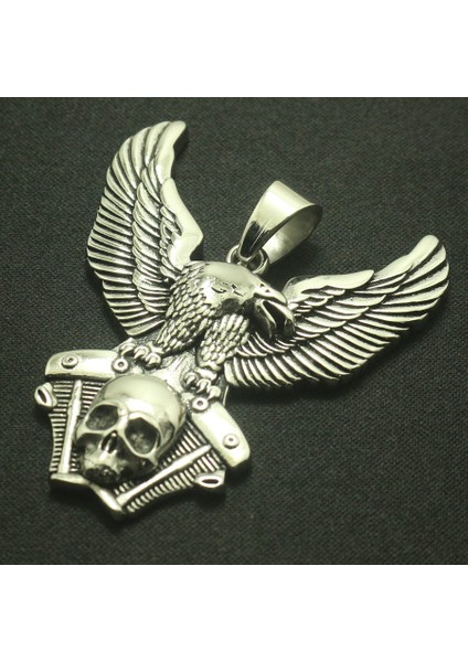 Mel Paslanmaz Çelik Biker Kafatası Kartal Motor Kolye (Yurt Dışından) fiyatları