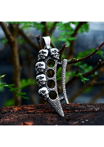 Beıer Yeni Tasarım Paslanmaz Çelik Kafatası Parmak Kemik Kolye Erkekler Için Punk Biker Kişilik Moda Takı (Yurt Dışından)