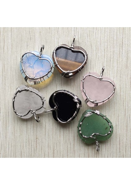 Karışım Doğal Taş El Yapımı Gümüş Renkli Tel Sarılmış Hayat Ağacı Kalp Kolye Takı Yapımı Için Çok (Yurt Dışından) fiyatları