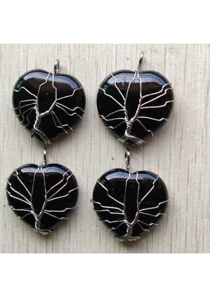 Karışım Doğal Taş El Yapımı Gümüş Renkli Tel Sarılmış Hayat Ağacı Kalp Kolye Takı Yapımı Için Çok (Yurt Dışından) modelleri