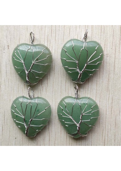 Karışım Doğal Taş El Yapımı Gümüş Renkli Tel Sarılmış Hayat Ağacı Kalp Kolye Takı Yapımı Için Çok (Yurt Dışından) fırsatları