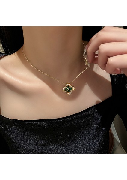 Gümüş Zarif ve Narin G Zirkon Kolye Kolye Bayanlar Çekicilik Moda Şanslı Dört Yapraklı Çiçek Kolye Çok Yönlü Trend Hediye (Yurt Dışından) fırsatları