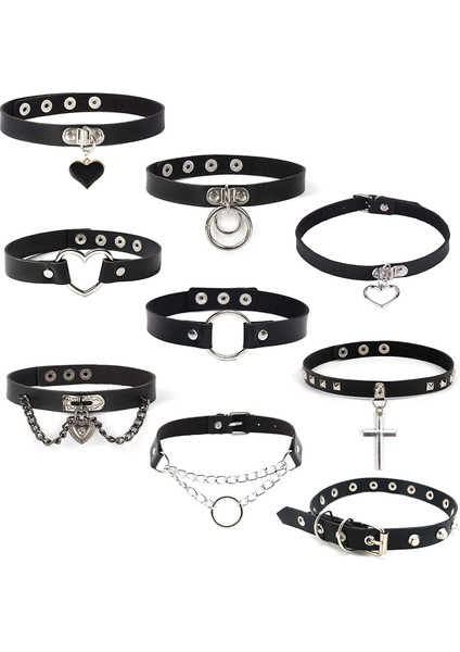 No.15 Boyutu Gotoker Kolye Kadın Kızlar Perçin Deri Kolye Kaya Kpop Punk Boyun Tasmaları Siyah Gerdanlık Kolye Serin Yaka (Yurt Dışından) modelleri