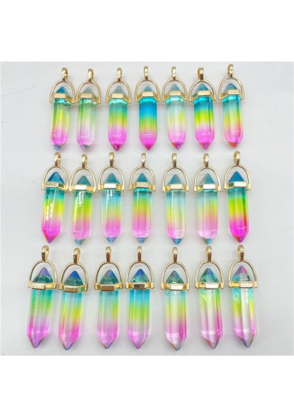 No.2 Yeni Doğal Taş Taş Kuvars Renkli Kristal Altıgen Sarkaç Reiki Kolye Charms Dıy Takı Yapımı Kolye (Yurt Dışından)