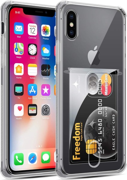 Iphone Xs Max Kamera Korumalı Kartlıklı Setra Şeffaf Silikon Kılıf