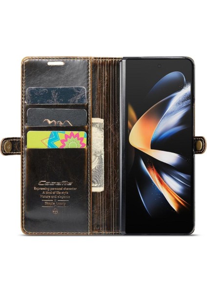 Samsung Galaxy Z Için Flip Case Fold 3 5g Kart Tutucu Retro Cüzdan Kapak (Yurt Dışından)