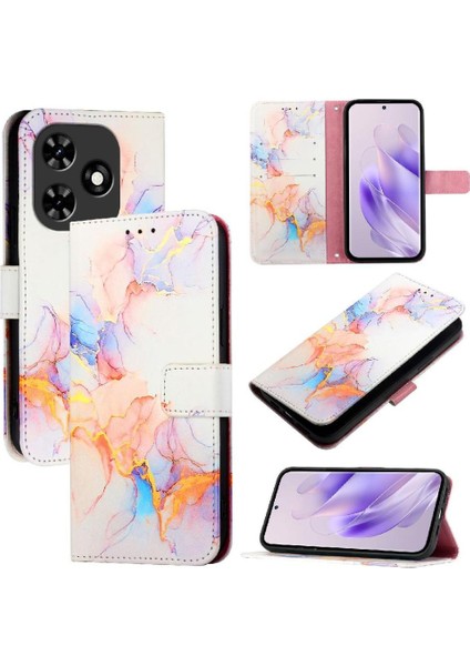 Tecno Spark 20C Pu Deri Cüzdan Mermer Desen Kickstand Için Kılıf (Yurt Dışından)