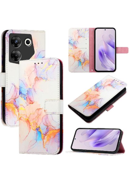 Tecno Camon 20 Pro 5g Mermer Desen Kickstand Pu Deri Cüzdan Için Kılıf (Yurt Dışından)