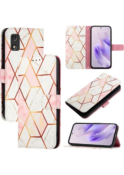 Tecno Pop 5c Pu Deri Mermer Desen Kickstand Cüzdan Için Kılıf (Yurt Dışından)