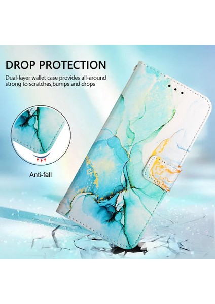 Tecno Pop 5c Pu Deri Mermer Desen Kickstand Cüzdan Için Kılıf (Yurt Dışından)