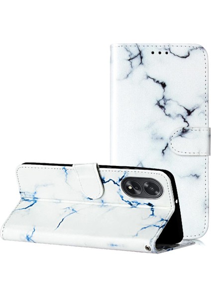 Oppo A78 5g Mermer Desen Manyetik Pu Deri Cüzdan Kartı Için Flip Case (Yurt Dışından)