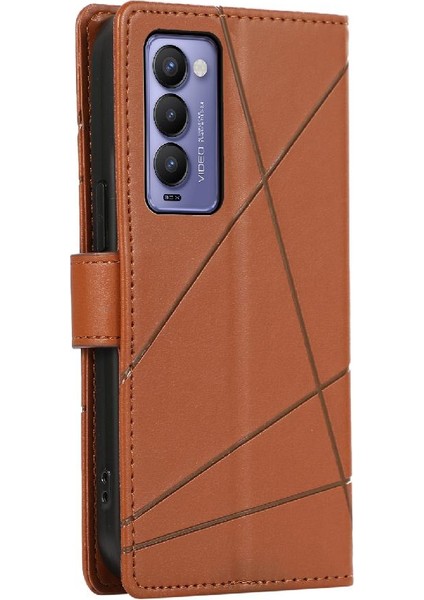Tecno Camon 18P Kickstand Şok Emici Darbeye Dayanıklı Üç Için Flip Case (Yurt Dışından)