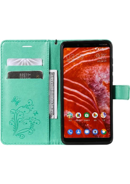 Nokia 3.1 Için Flip Case Artı Darbeye Kapak Kart Pu ile Kickstand Çevirin (Yurt Dışından)