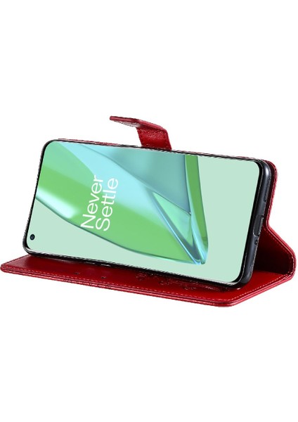 Kart Yuvası Standı ile Oneplus 9 Pro Için Flip Case Manyetik Kapak Kapak Çevirin (Yurt Dışından)