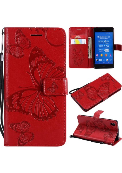 Bdt Shop Sony Xperia Z3 Için Flip Case Kart Yuvası Standı ile Manyetik Kapak Pu Flip (Yurt Dışından)