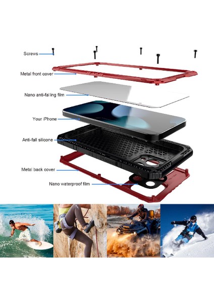 Iphone 14 Için Su Geçirmez Kılıf Pro 12FT Askeri Darbeye Dayanıklı Metal Tam (Yurt Dışından) modelleri