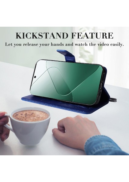 Xiaomi 14 Flip Kickstand Darbeye Kapak Için Kart Yuvası Standı ile Pu (Yurt Dışından)