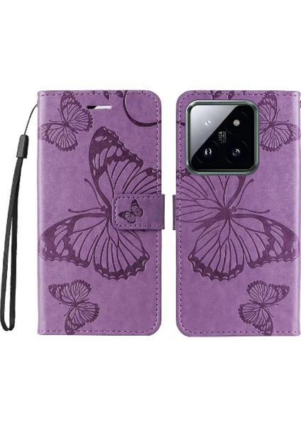 Xiaomi 14 Pro Flip Kickstand Için Kılıf Kart Yuvası Standı ile Pu Deri (Yurt Dışından)