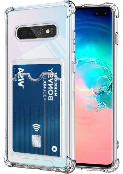 Samsung Galaxy S10 Kamera Korumalı Kartlıklı Setra Şeffaf Silikon Kılıf