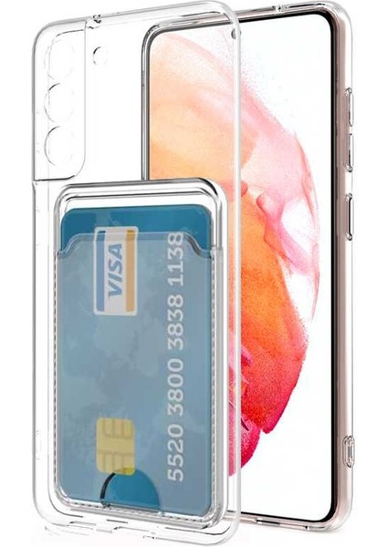 Samsung Galaxy S21 Kamera Korumalı Kartlıklı Setra Şeffaf Silikon Kılıf