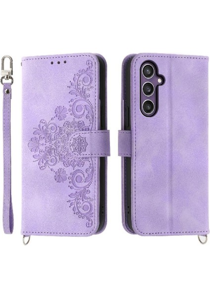 Samsung Galaxy S24 Artı Kabartmalı Bileklik Çoklu Kredi Için Flip Case (Yurt Dışından)
