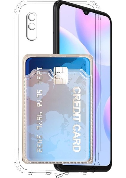 Xiaomi Redmi 9A Kamera Korumalı Kartlıklı Setra Şeffaf Silikon Kılıf