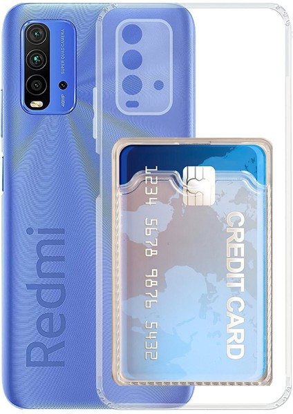 Xiaomi Redmi 9t Kamera Korumalı Kartlıklı Setra Şeffaf Silikon Kılıf