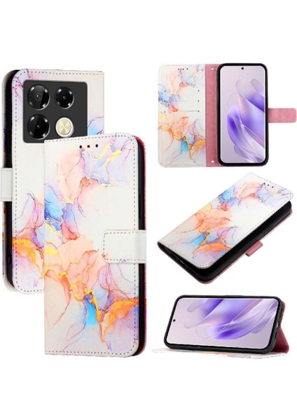 Infinix Not 40 Pro 5g Cüzdan Için Kılıf Kickstand Mermer Desen Pu Deri (Yurt Dışından)