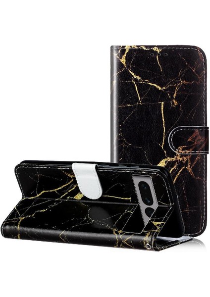 Google Piksel 7 Pro Manyetik Mermer Desen Tam Koruma Için Flip Case (Yurt Dışından)