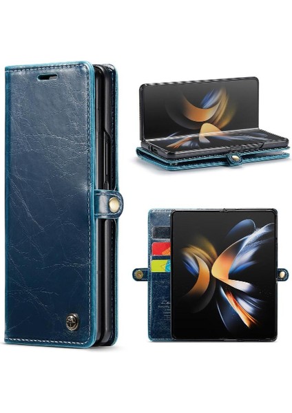 Bdt Shop Samsung Galaxy Z Için Flip Case Fold 4 5g Çılgın At Pu Deri Retro (Yurt Dışından)