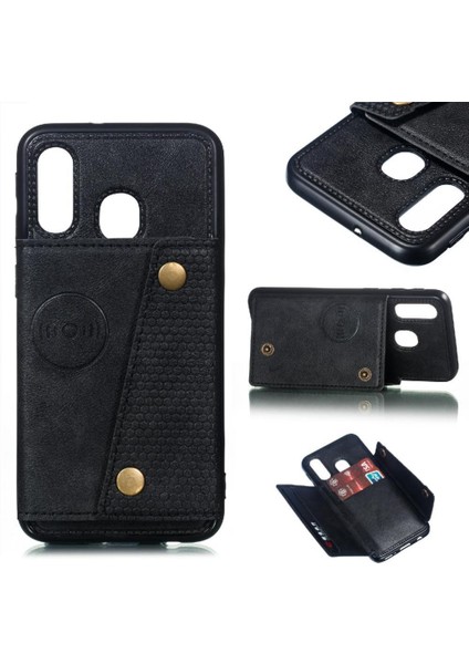 Cüzdan Kılıf Için Huawei P20 Lite Buit Demir Kickstand Kart Tutucu Cüzdan (Yurt Dışından)