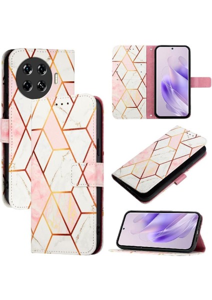 Tecno Spark 20 Pro Artı Kickstand Cüzdan Mermer Desen Pu Deri Için Kılıf (Yurt Dışından)