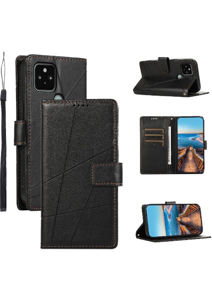 Google Piksel 5 Için Flip Case Üç Kart Yuvaları Darbeye Şok Emici (Yurt Dışından)
