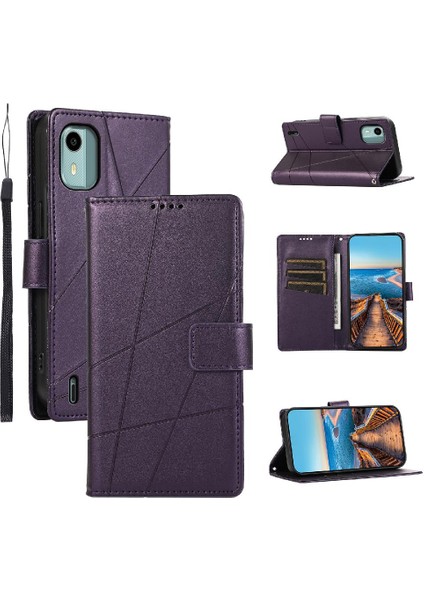 Nokia C12 Şok Emici Üç Kart Yuvaları Darbeye Dayanıklı Flip Case (Yurt Dışından)