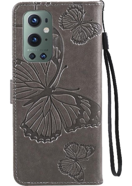 Kart Yuvası Standı ile Oneplus 9 Pro Için Flip Case Manyetik Kapak Kapak Çevirin (Yurt Dışından)