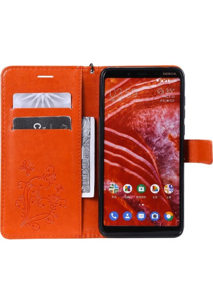 Nokia 3.1 Için Flip Case Artı Darbeye Kapak Kart Pu ile Kickstand Çevirin (Yurt Dışından)