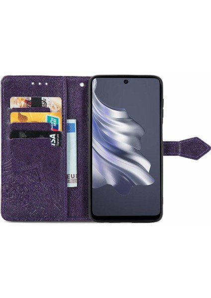 Tecno Spark 20 Pro Için Flip Case Basit Iş Zarif Desen Deri (Yurt Dışından)