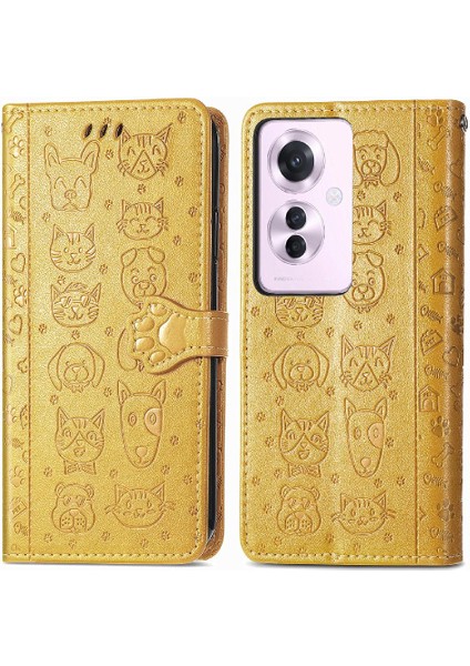 Oppo Için Kılıf Oppo 11 F 5g Kısa Kayış Kapak Çevirin Karikatür Hayvanlar Deri (Yurt Dışından)