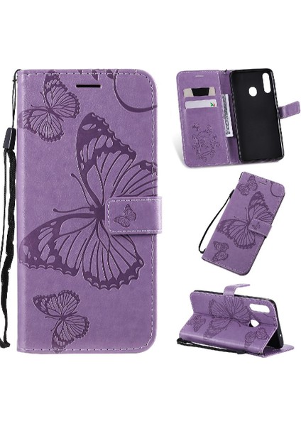 Samsung Galaxy A20S Darbeye Kapak Için Flip Case Kart Yuvası Standı ile Pu (Yurt Dışından)